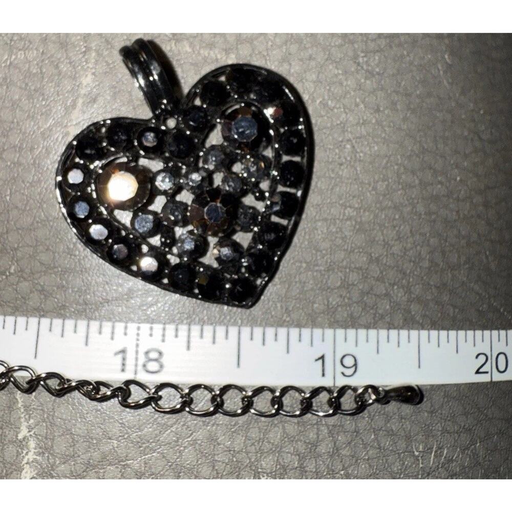 -NECKLACE Black Marcasite On Black 19” Heart Shaped - Picture 6 of 12
